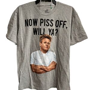 Gray Gordan Ramsey Graphic T-Shirt with Bold Print